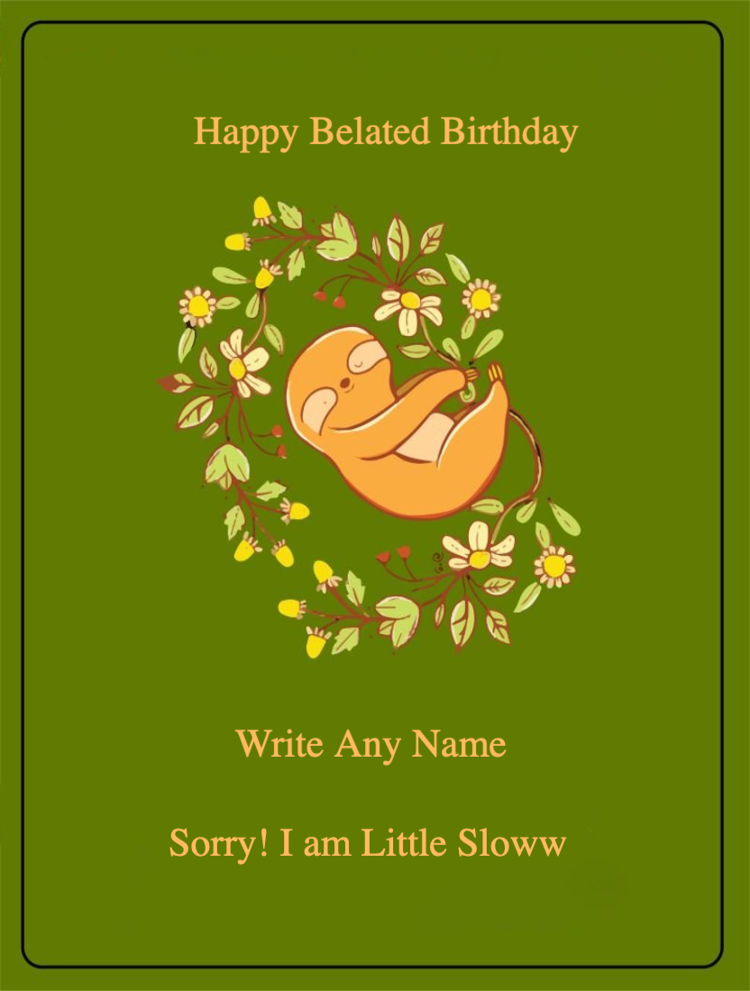 Belated Birthday Card With Name