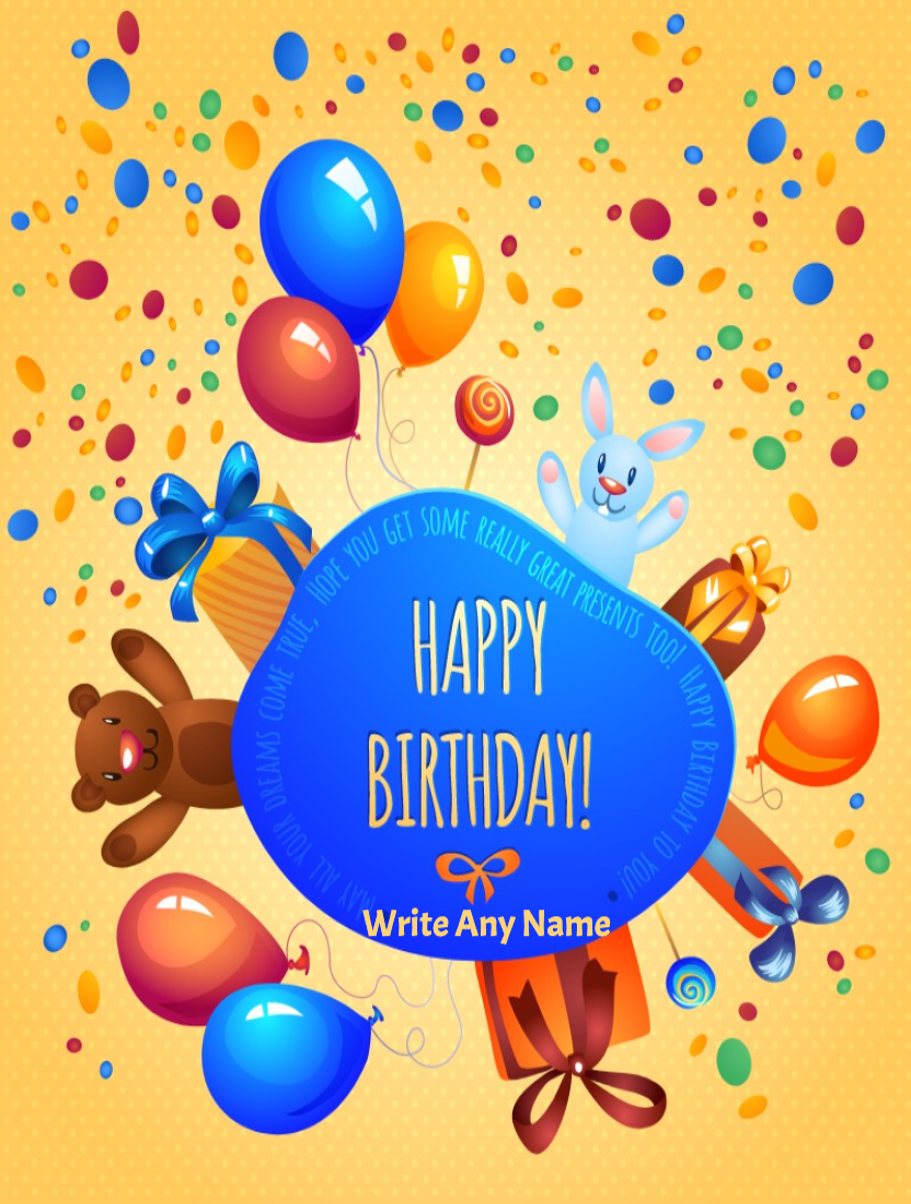 Birthday Card With Teddy Bear Balloons