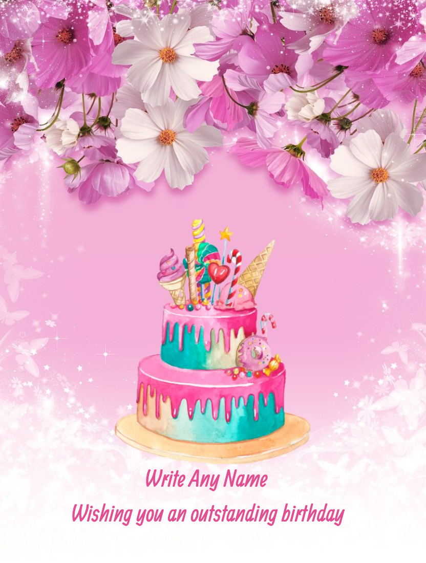 Colorful Birthday Greeting Card With Name