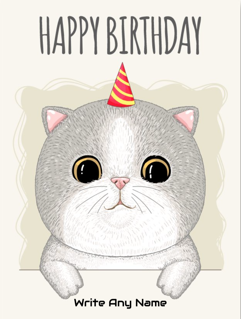 Cute Meow Birthday Card For Her