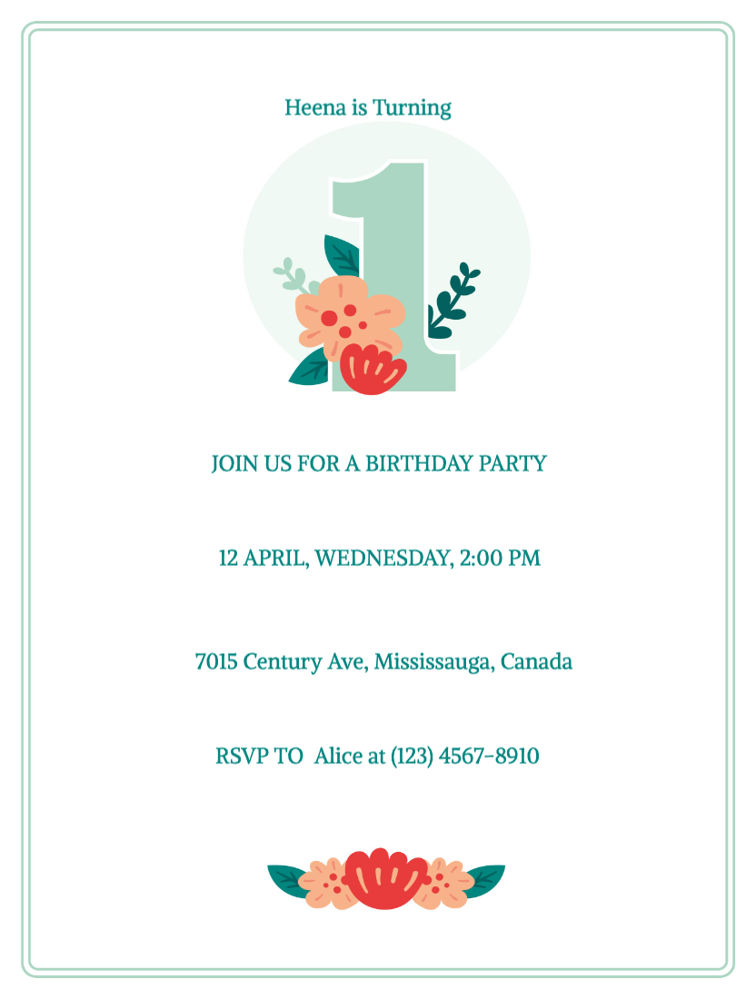 First Birthday Invitation Frame