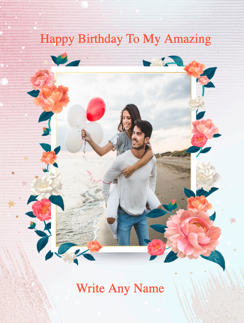 Floral Birthday Card For Girlfriend With Image