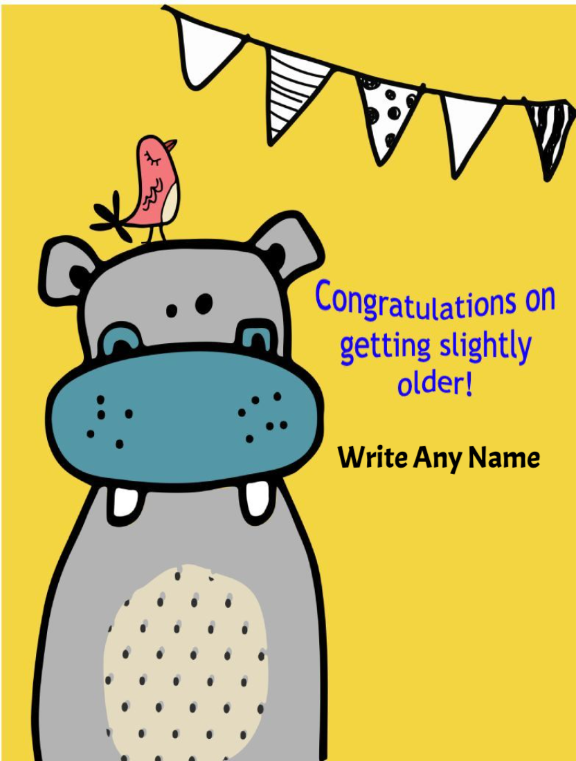 Funny Hippo Birthday Card