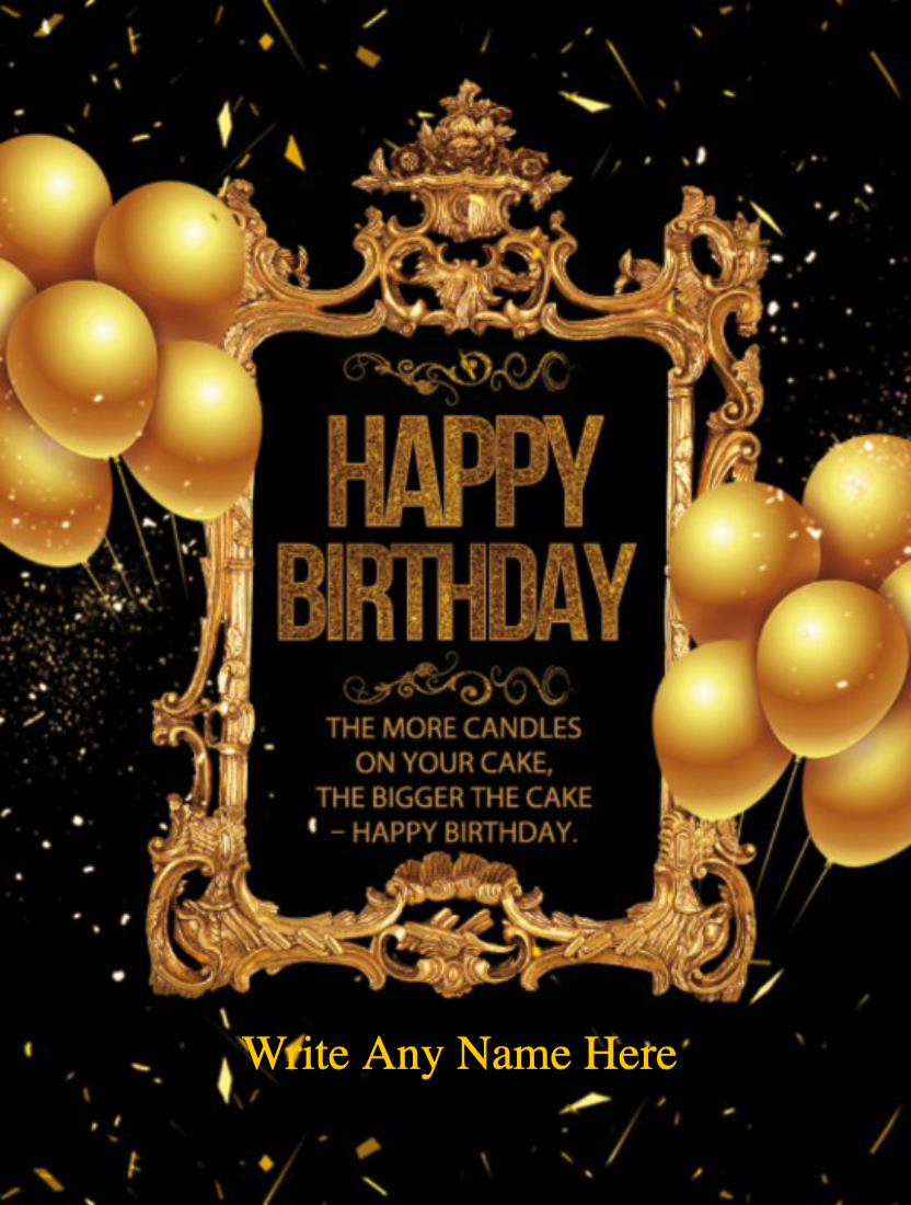 Golden Balloons Happy Birthday Card