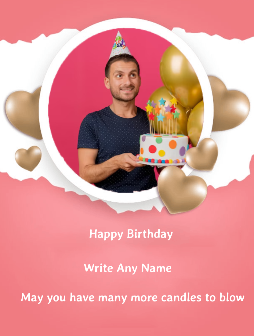 Golden Heart Birthday Photo Frame With Name