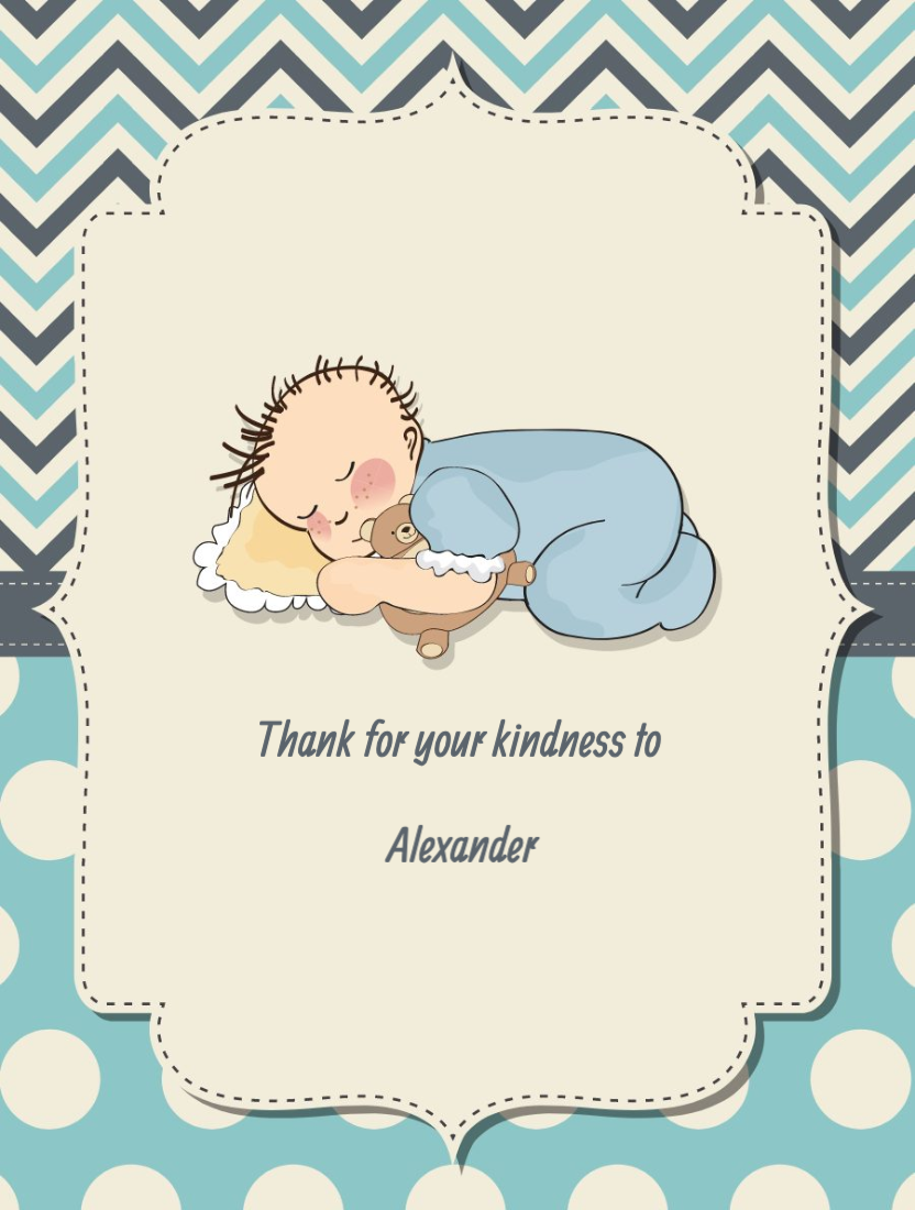 Sleeping Baby Shower Thank You Card