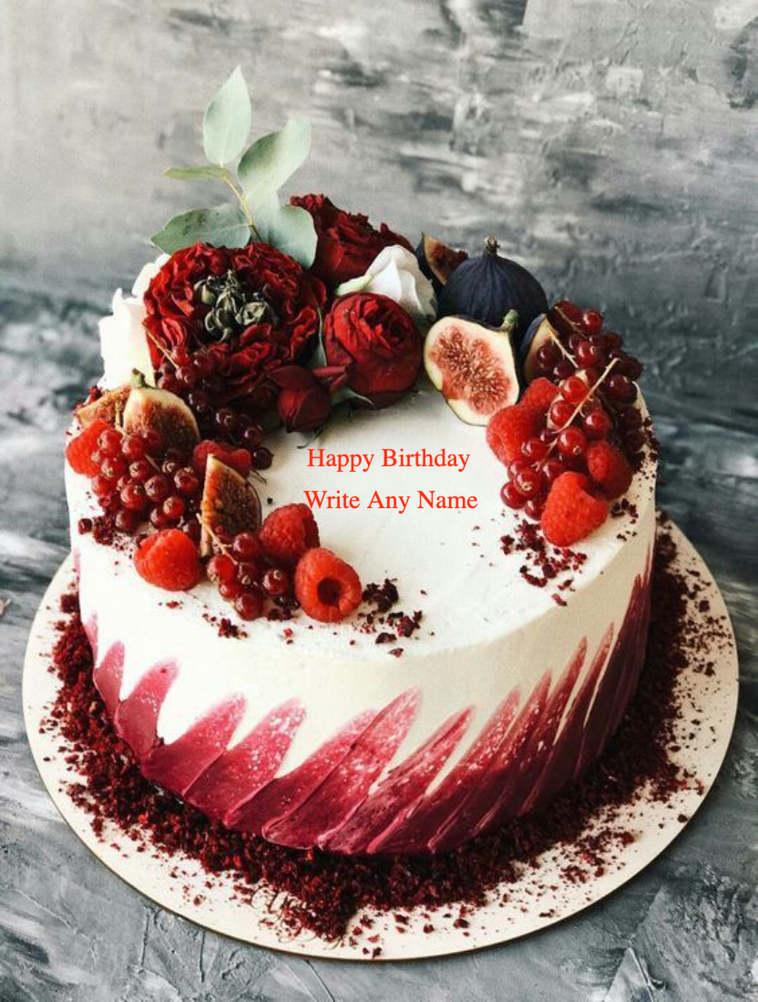 Strawberry Cake With Name Edit