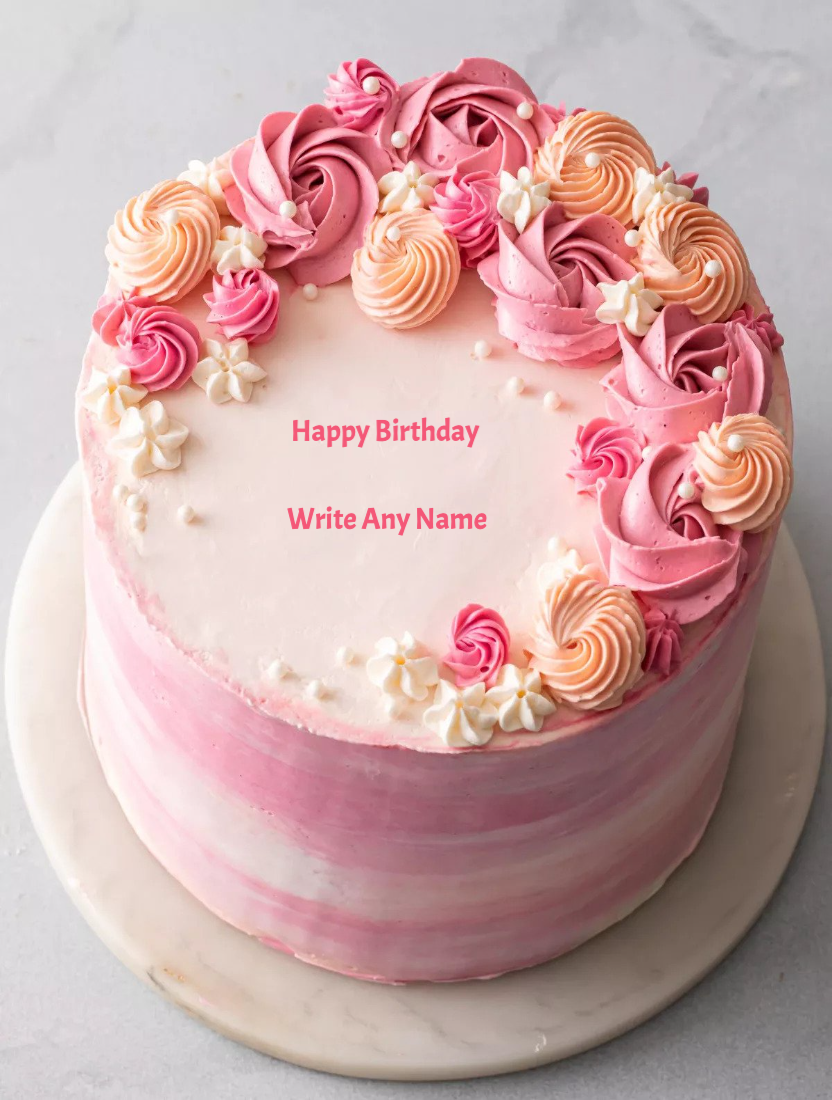 Watercolor Buttercream Birthday Cake With Name