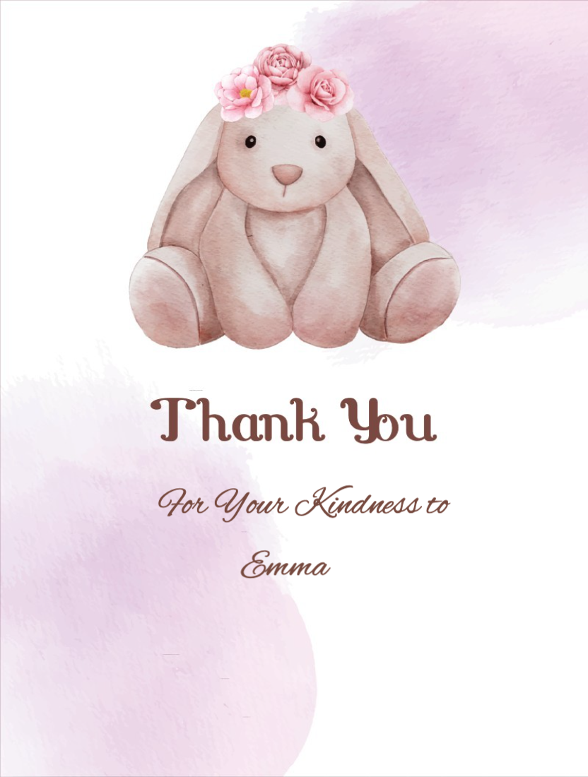Watercolour Baby Shower Thank You Card