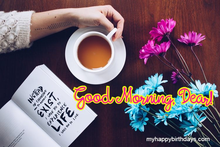 Good Morning Flowers Image with Tea