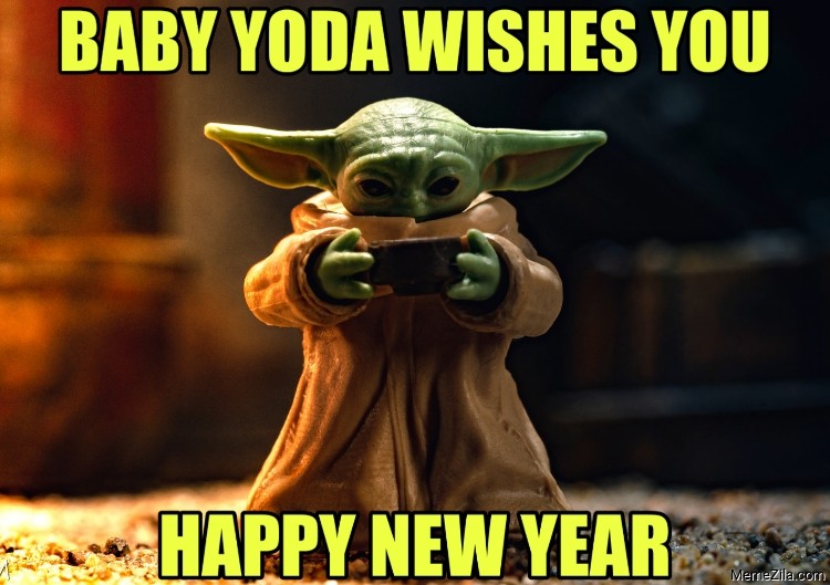 Baby Yoda Wishes You. Happy New Year